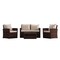 Merrick Lane Atlas 4 Piece Patio Set Contemporary Loveseat, 2 Chair and Coffee Table Set with Back Pillows and Seat Cushions